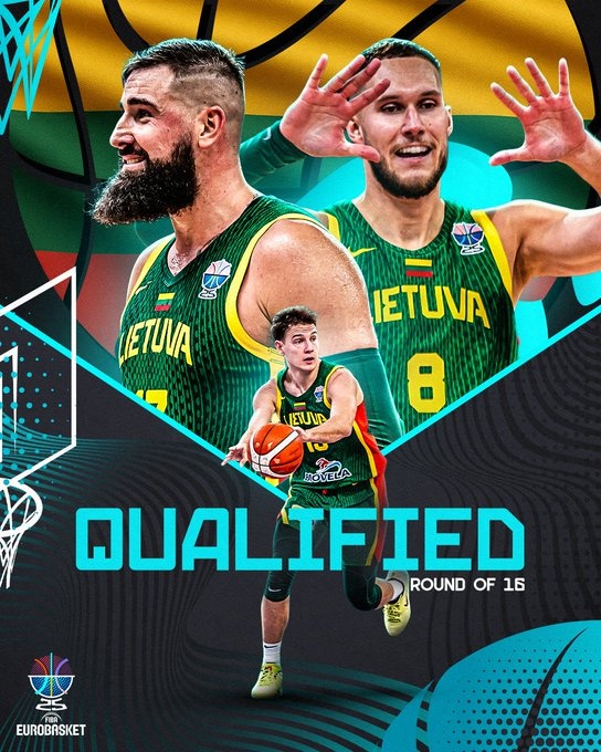 立陶宛男篮提前晋级16强 B组已有德国&芬兰&立陶宛3队出线