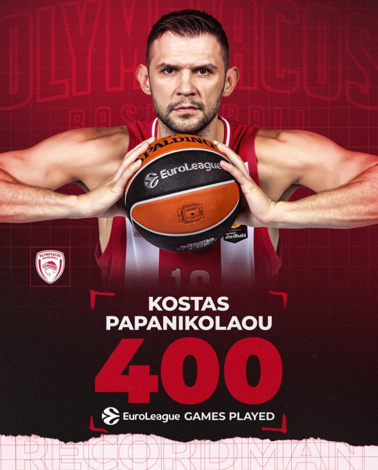 火箭故人！帕帕尼古拉乌达成欧篮联400场里程碑 暂列历史第五！